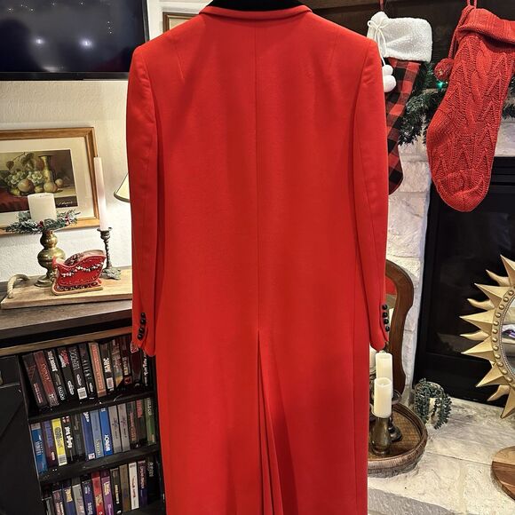 Vintage David Hayes Red Wool Dress Overcoat Buttons Lined Size 10 Made In USA - Picture 3 of 11